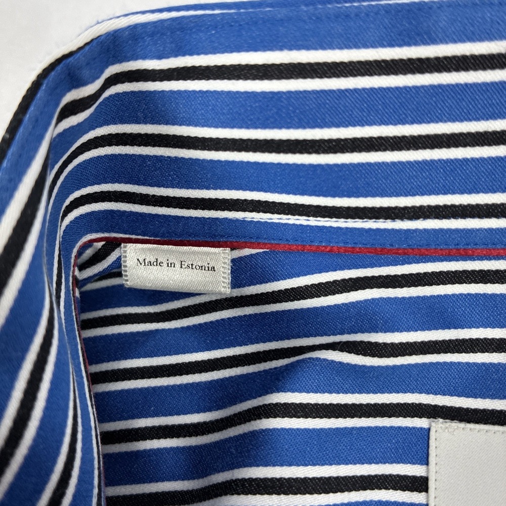 Mens Eton Contemporary Blue Striped Long Sleeve Dress Shirt Size 42 16.5 - Picture 3 of 10
